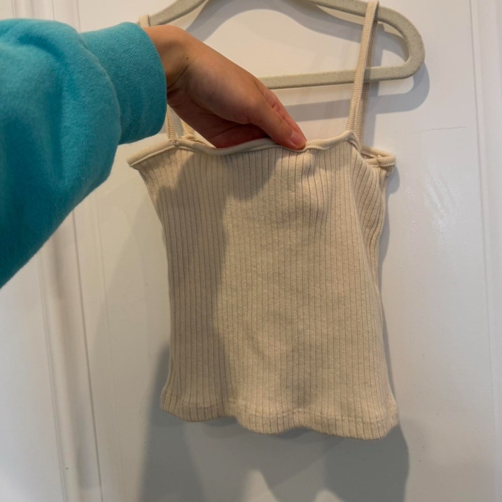 Brandy Melville Cream Ribbed Fitted Tank